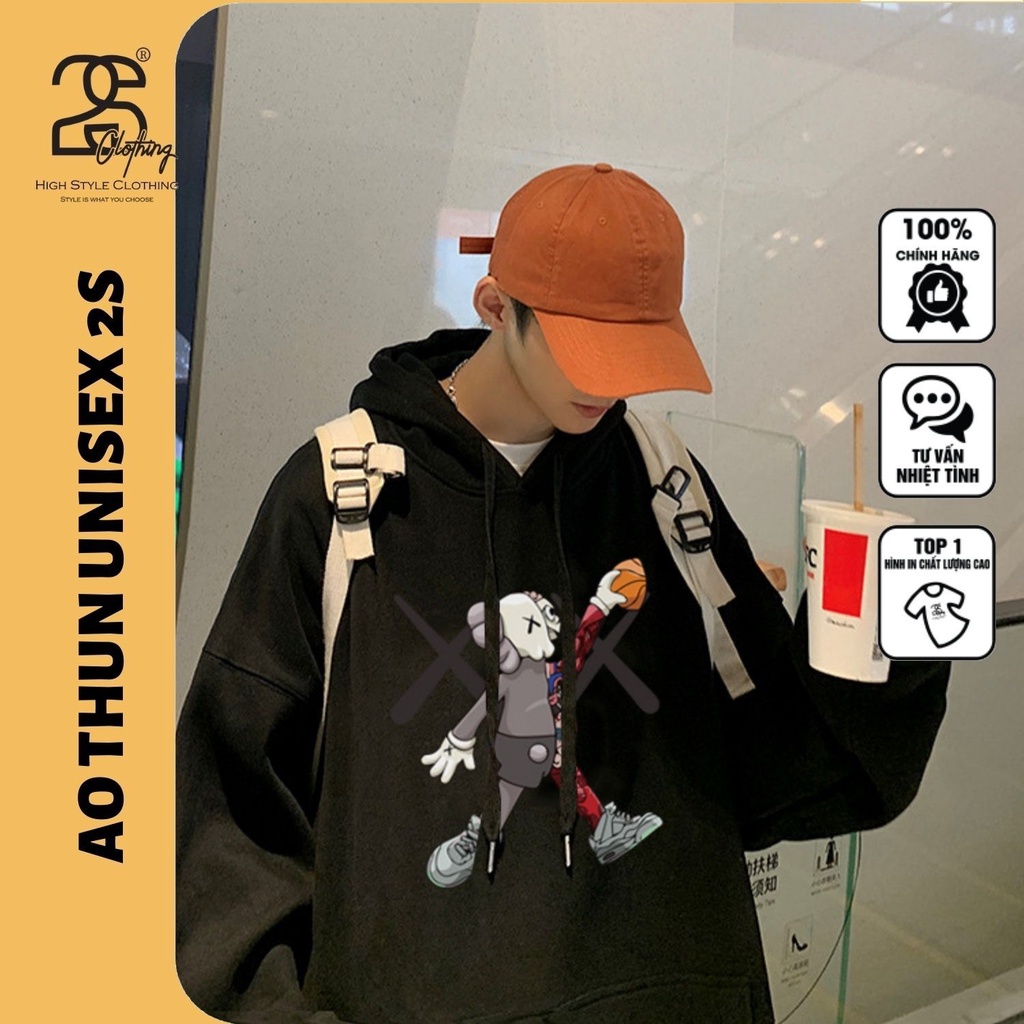 Hoodie Nam Form Rộng Chất Nỉ Bông Phong Cách Hàn Quốc 2s Clothing, Áo Hoodie Nam Nữ Dáng Rộng In Hình Bear Brick TV5037