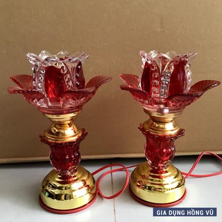 ĐÔI ĐÈN THỜ THỦY TINH 20CM GIÁ CỰC RẺ (TẶNG KÈM 2 CHIẾC BÓNG LED)