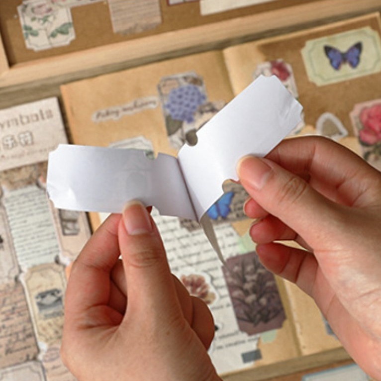 Túi 120 sticker tem cổ điển vintage trang trí sổ tay | BSB290