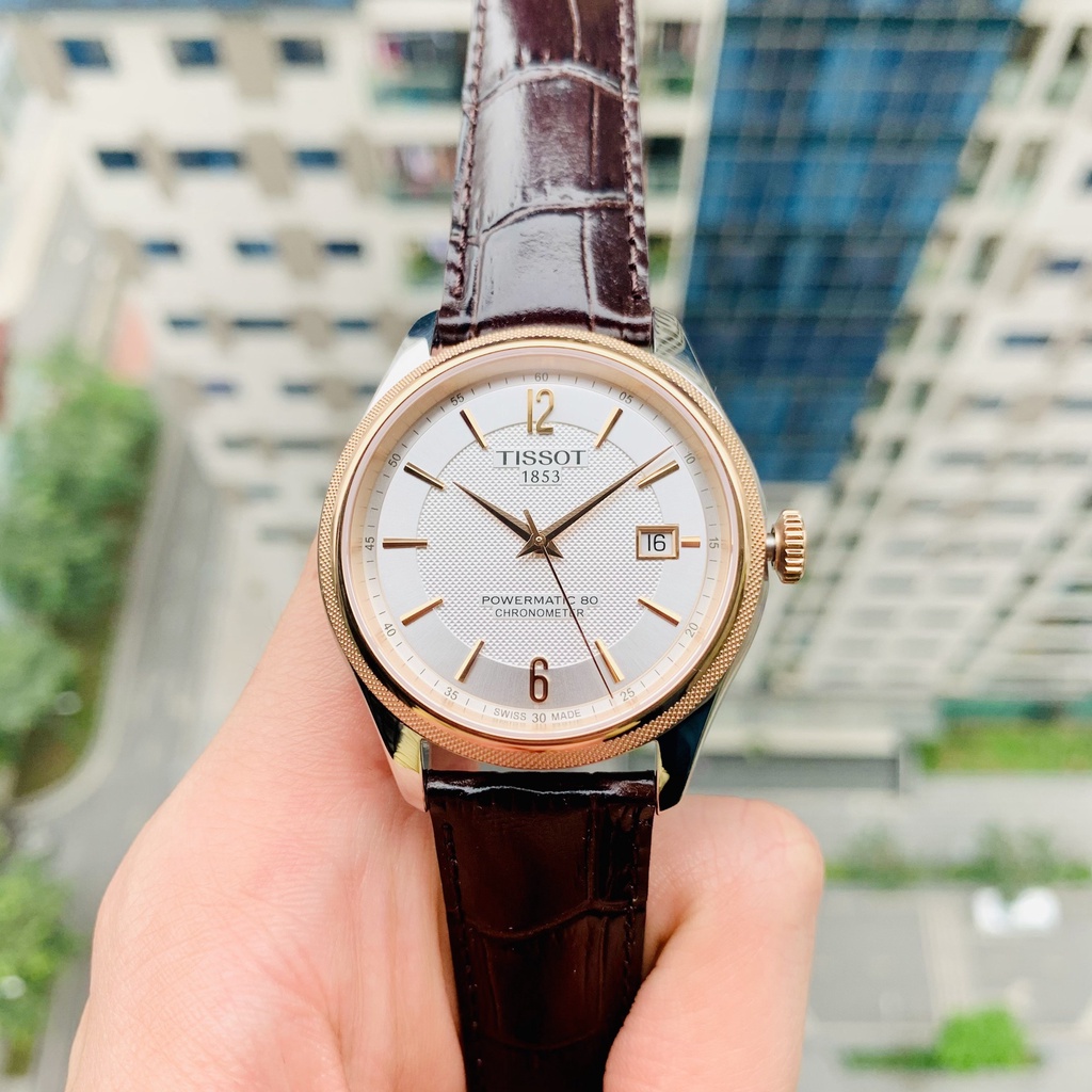 Đồng hồ nam chính hãng Tissot Ballade Rose T108.408.26.037.00 - Máy cơ tự động Powermatic 80 - Kính Sapphire - dây da