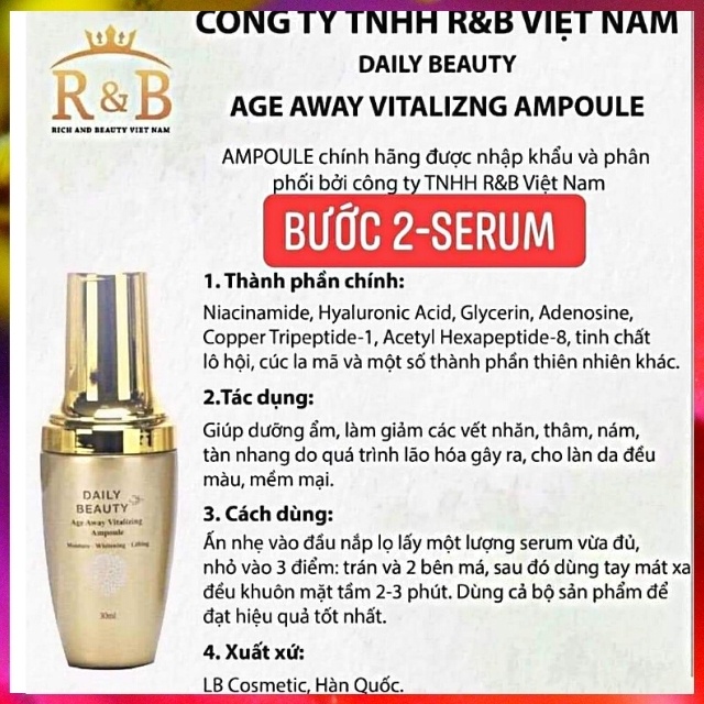 [COBO SANG XỊN]Bộ Chăm Sóc Da Chống Lão Hóa Daily Beauty Age Away Vitalizing Dưỡng Da Chuyên Sâu,Phục Hồi Da,Dưỡng Ẩm