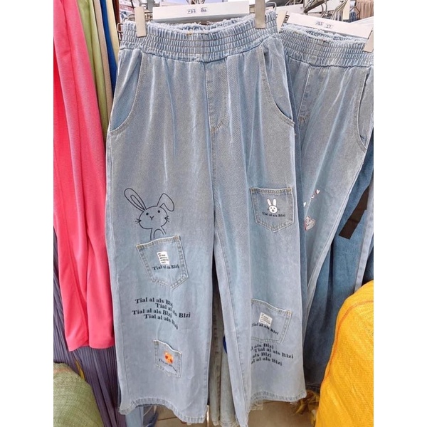 Quần jean suông lưng thun TL