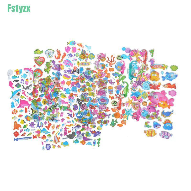 fstyzx 5 Sheets Cute Fishes Bubble Stickers Cartoon Scrapbooking Stickers
