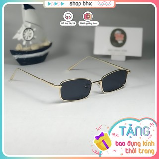 Kính Mát Thời Trang Huynh Đệ Hot Tiktok Mắt Chữ Nhật Chống Tia UV400 Gọng Kim Loại Vàng