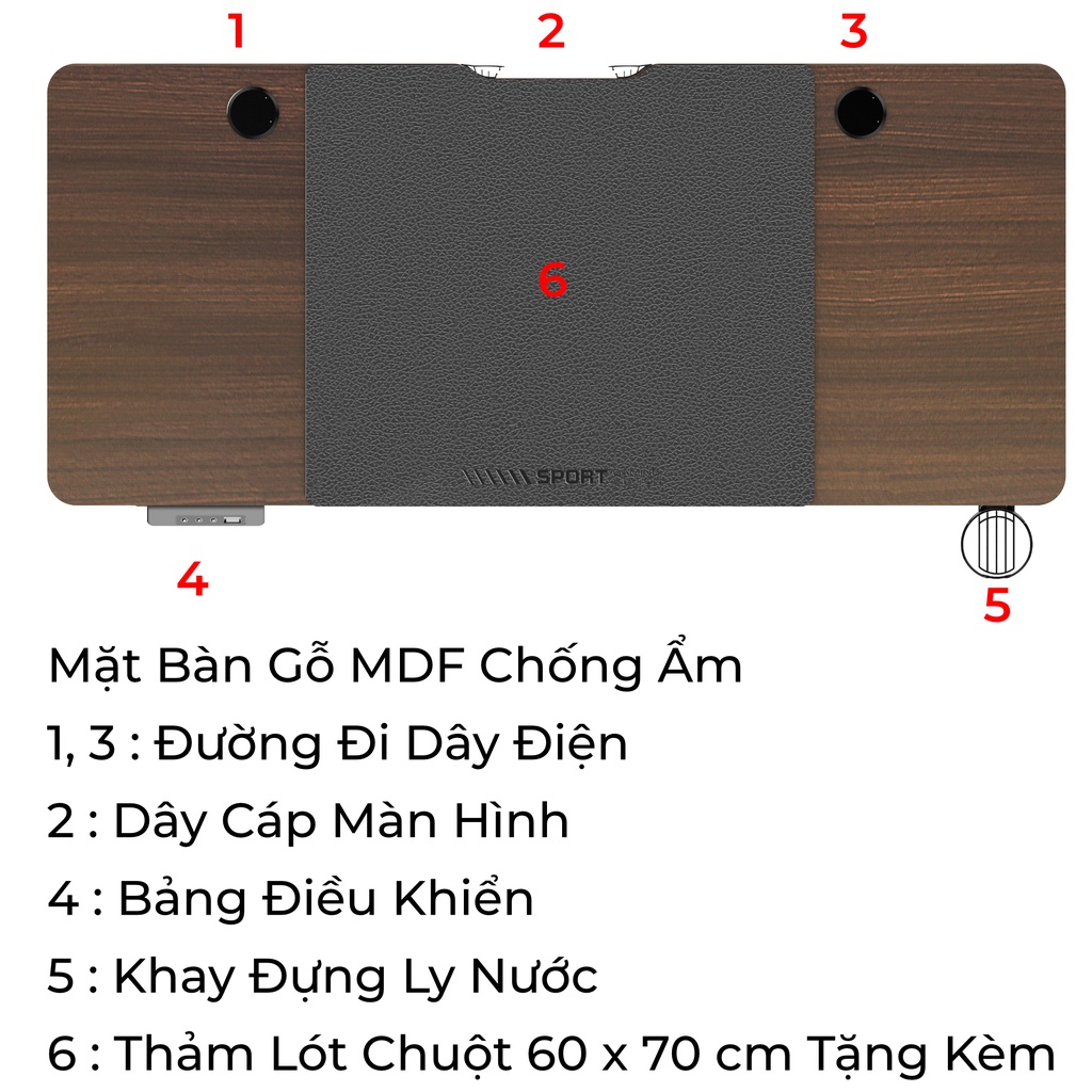 Bàn Nâng Hạ Chiều Cao iCockpit 1460, đã kèm mặt bàn. Bàn thông minh tăng giảm chiều cao