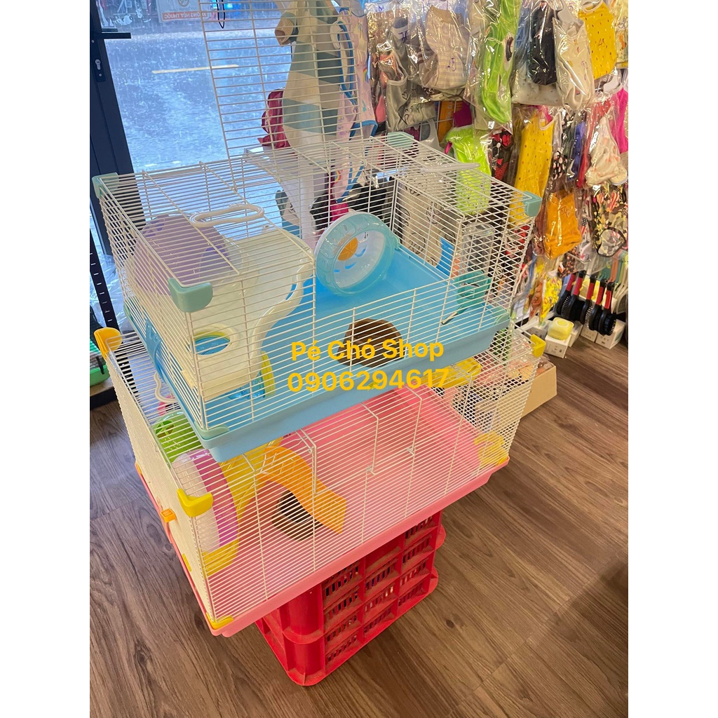 Lồng Nấm 3 tầng Hamster kích thước Lớn dài 60 rộng 36 cao 38cm.