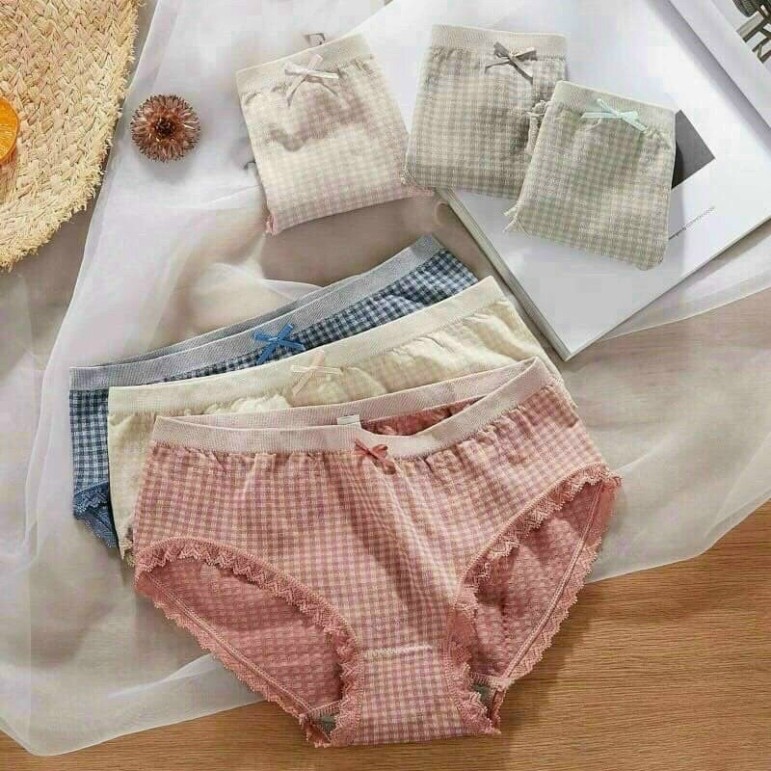 SÉT 10 QUẦN LÓT KẺ CARO 1200 SIÊU CO GIÃN THOẢI MÁI, FORM SIZE 40-60KG