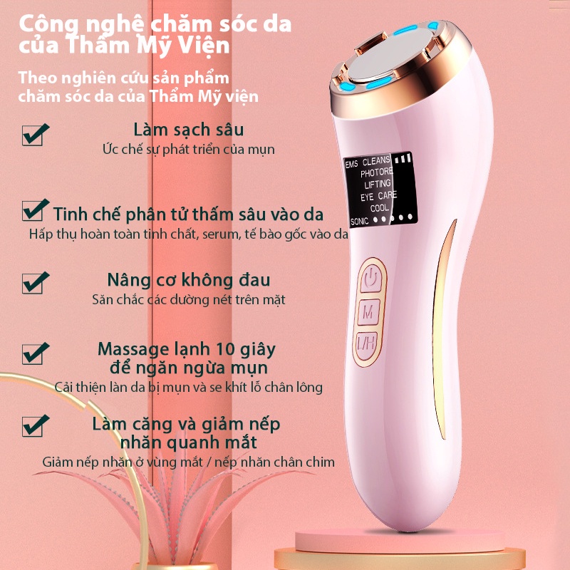 Máy massage mặt - Máy ion nóng lạnh làm trẻ hóa da - Nâng cơ mặt để xóa nếp nhăn - Máy làm sạch da mặt gia dụng