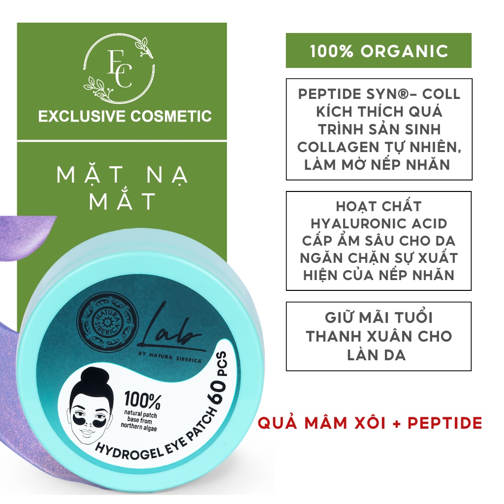 Mặt nạ mắt Natura Siberica Lab Biome Peptides Eye Patch mờ nếp nhăn và giữ mãi tuổi thanh xuân cho làn da  60 miếng