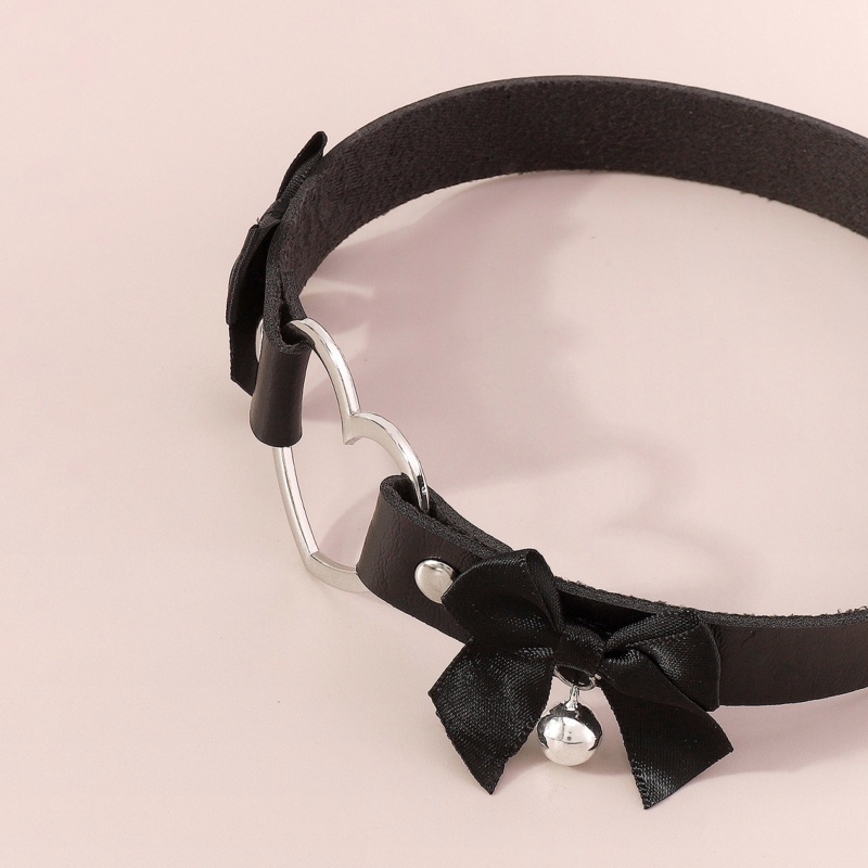 Vòng Cổ Choker Da PU Đính Nơ Phong Cách Gothic Punk Lolita