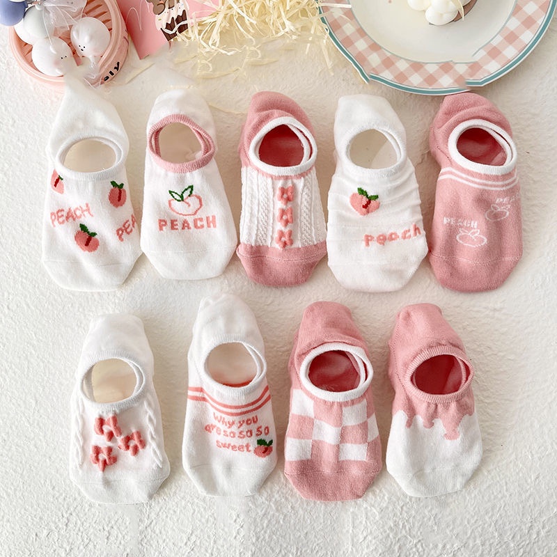 Đôi Vớ Thuyền Bằng Vải cotton In Hình Hoạt Hình Phong Cách Hàn Quốc Dành Cho Nữ