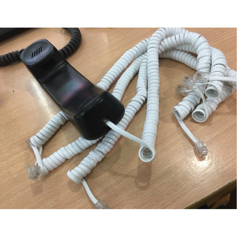 Dây tai nghe cho điện thoại bàn RJ9 2 mét xoắn lò xo - RJ9 cable Telephone Panasonic