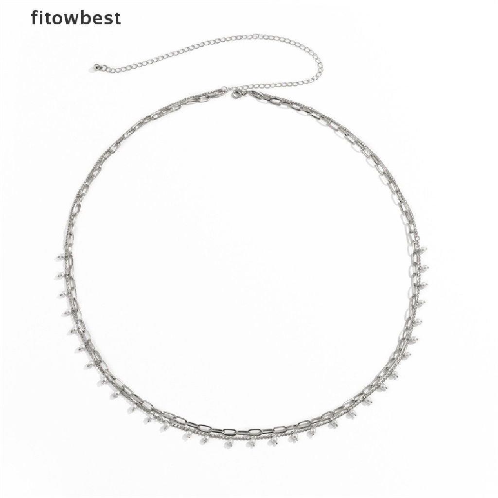 Dây Đeo Hông Nhiều Lớp Đính Ngọc Trai Phong Cách Hip Hop Quyến Rũ Cho Nữ