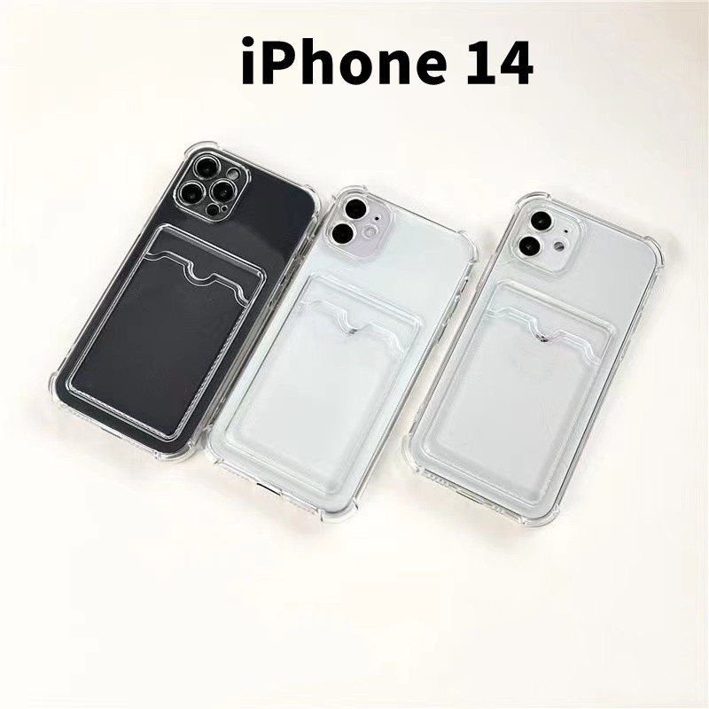 Ốp Điện Thoại Mềm Trong Suốt Đơn Giản Có Ngăn Đựng Thẻ Cho Apple Iphone 14 13 12promax 11 X xr Xsmax 78Plus