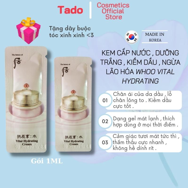 Kem cấp ẩm Whoo hồng ,kem cấp nước Whoo Vital Hydrating dưỡng trắng ,kiềm dầu ,ngừa lão hóa gói 1ml-Tado Cosmetics Store