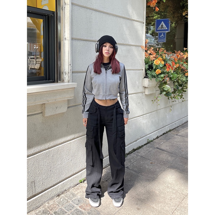 Cocory vn Quần Jeans Lưng Cao Ống Rộng Thời Trang Mùa Hè Cho Nữ