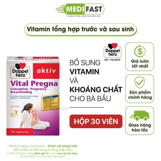 Viên uống bổ sung Vitamin và khoáng chất cho bà bầu Doppelherz Aktiv Vital Pregna - Hộp 30 viên Nhập khẩu từ Đức