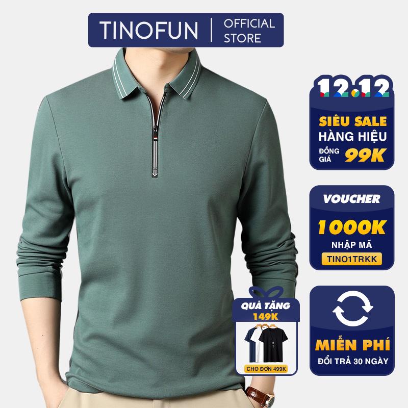 Áo thun nam TINOFUN mã "TT77" vải trơn polo co giãn dài tay form rộng thích hợp mặc mùa đông