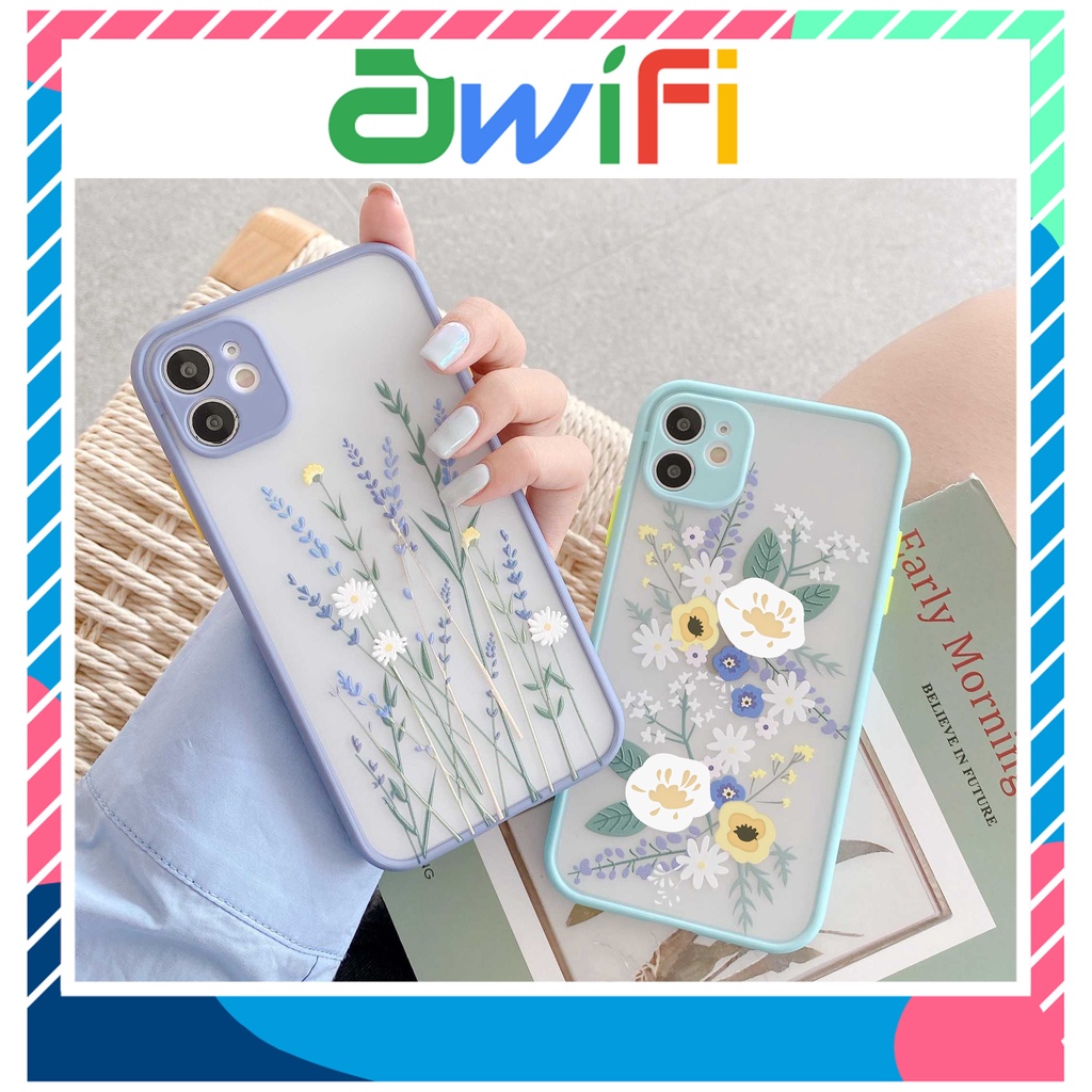 Ốp lưng iphone nhám hoa tím 5/5s/6/6plus/6s/6splus/7/7plus/8/8plus/x/xr/xs/11/12/pro/max/plus/ - Sale Sốc