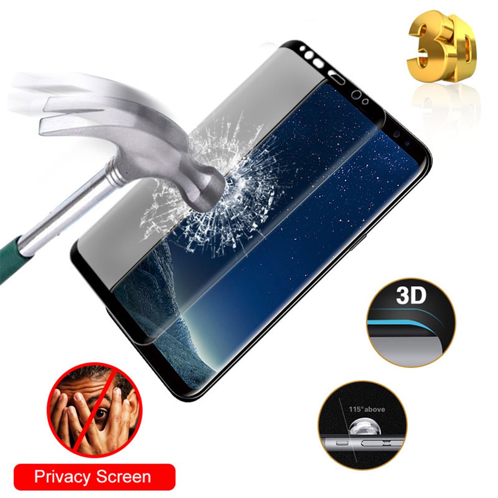Kính cường lực cong 3D che phủ toàn diện chống nhìn trộm bảo vệ màn hình cho Samsung Galaxy S8 S9 S8 Plus S9 Plus Note 8 Note 9