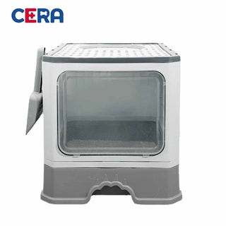 Khay cát - nhà vệ sinh cho mèo 2 cửa - khay cát 007 - màu xám