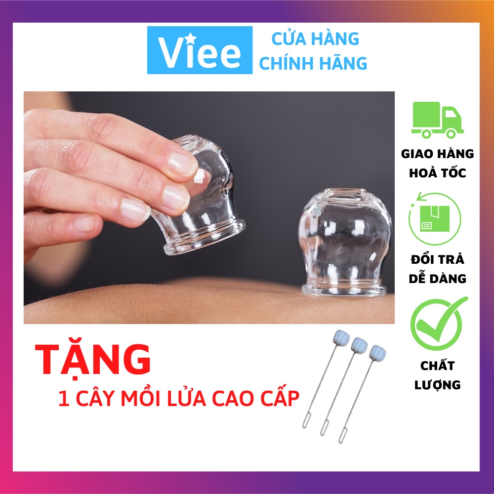 Bộ 12 ống giác hơi thủy tinh chất lượng cao (Tặng Kèm Cây Mồi Lửa)