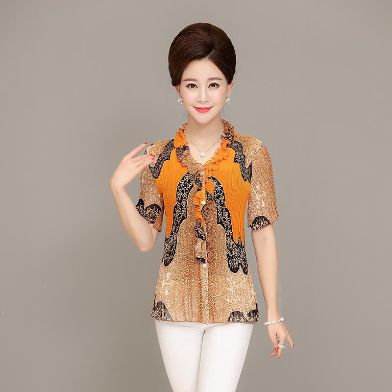 Áo chiffon thời trang họa tiết hoa xinh dành cho phụ nữ trung niên