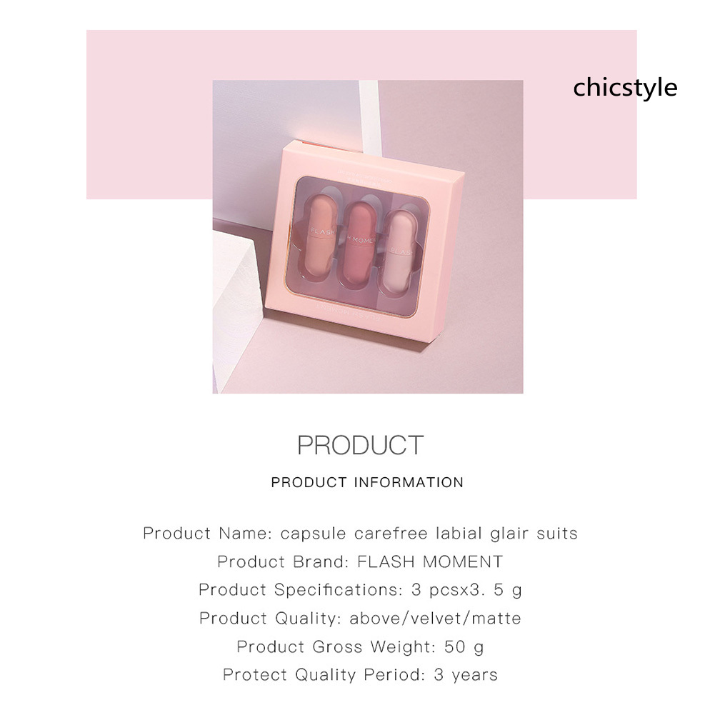 (Hàng Mới Về) Set 3 Son Kem Lì Mịn Mượt Như Nhung Lâu Trôi Thiết Kế Hình Viên Thuốc Mini | BigBuy360 - bigbuy360.vn