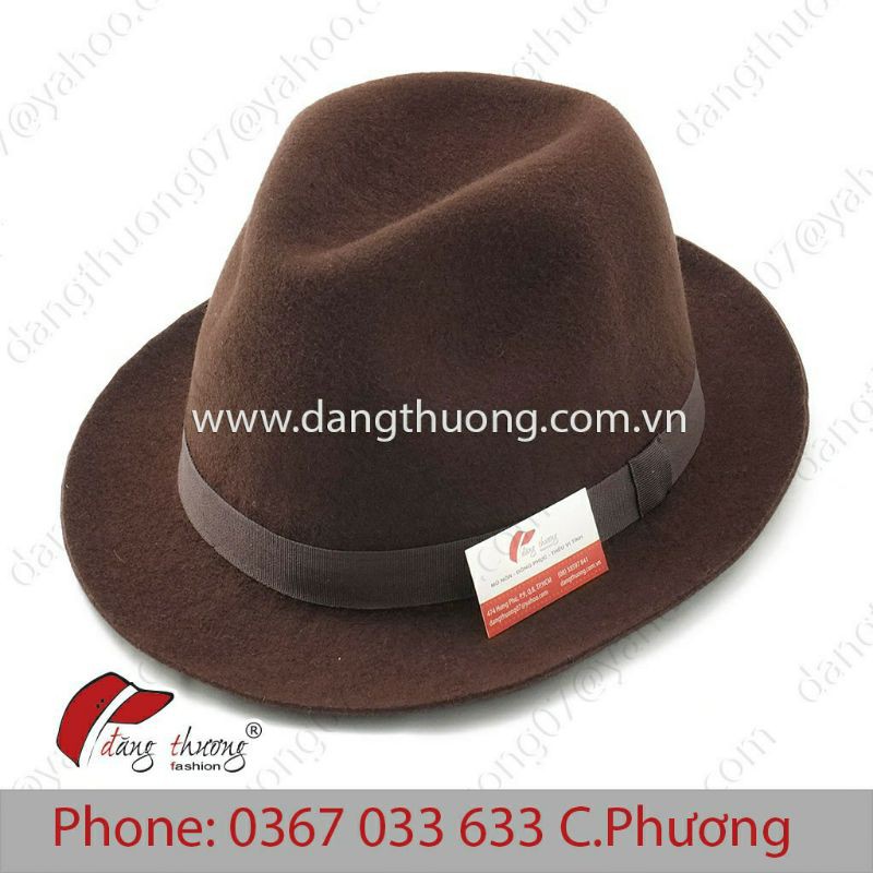 Mũ nón phớt fedora chất liệu nỉ/ dạ THẬT 100%, cao cấpcho trung niên, lớn tuổi, người già, cổ điển vintage - MÀU XÁM