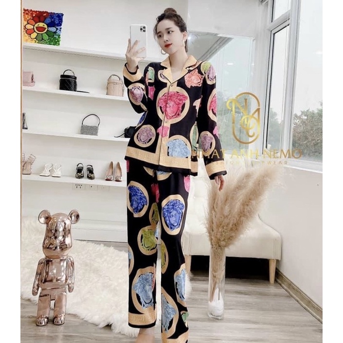 Đồ Bộ Ngủ Pijama Mặc Nhà Tay Dài Quần Dài Hàng Thiết Kế Chất Liệu Latin Cao Cấp ✨