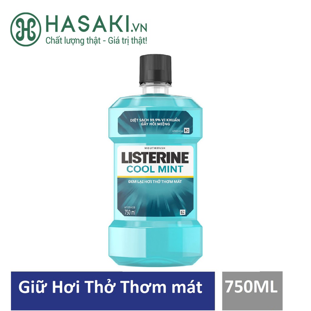 Nước Súc Miệng Hơi Thở Thơm Mát Listerine Cool Mint Mouthwash 750ml