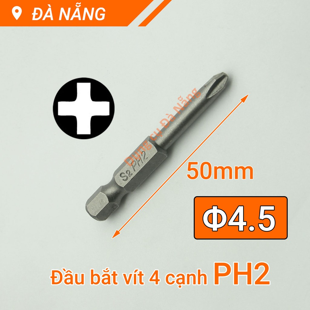 Đầu bắt vít 4 cạnh PH2 chuôi lục