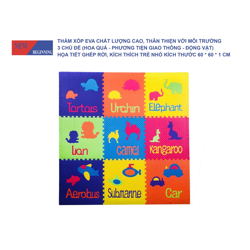 Thảm EVA NEW BEGINNING  Royalcare - cao su ghép miếng 60x60x1 cm - không mùi độc hại - an toàn cho trẻ nhỏ