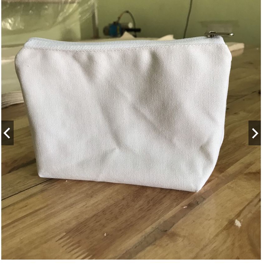 Túi bóp viết, canvas trắng poly