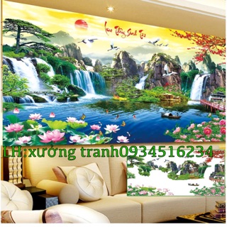 Tranh đính đá lưu thuỷ sinh tài