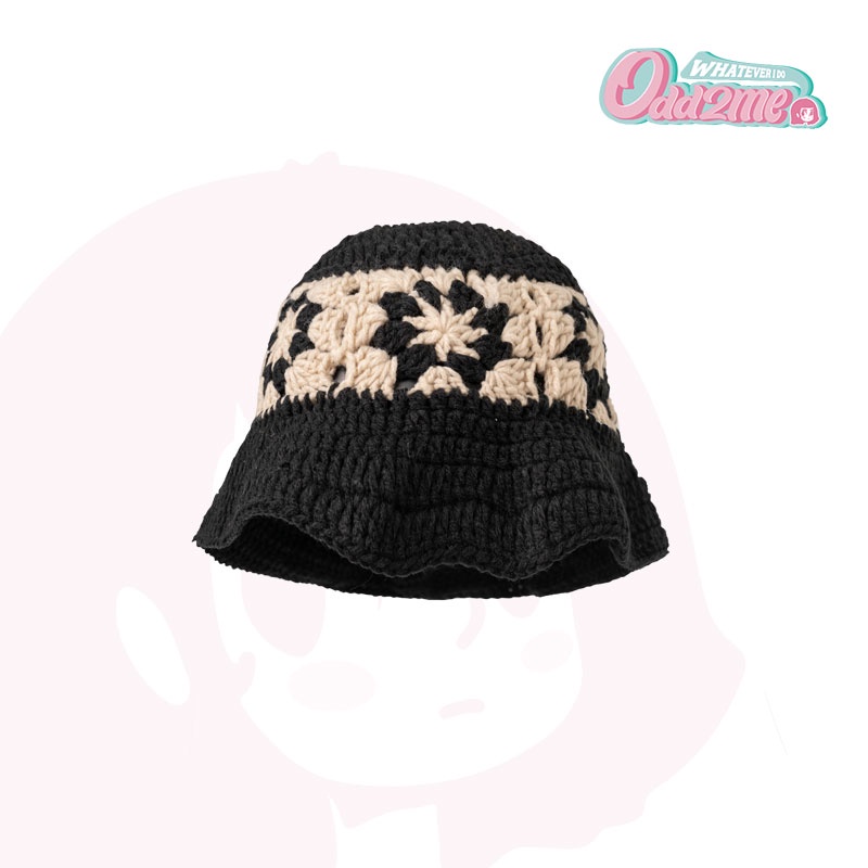 Nón Tai Bèo Đan Len Đục Lỗ Họa Tiết Hoa / Mặt Nhỏ Kiểu Hàn Quốc Dễ Thương Cho Nam Và Nữ