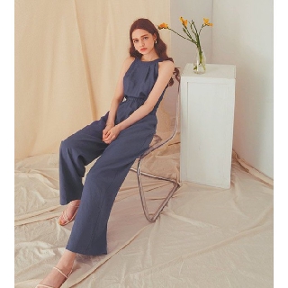 Jumpsuit dài cổ yếm quần ống rộng Air Space nữ - 2011811006