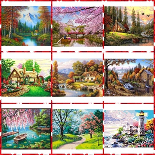 Tranh tô màu theo số CÓ KHUNG 40x50 cm hình phong cảnh tươi tắn