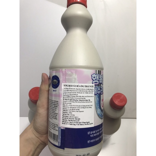 (chính hãng)- Chai nước thông cống,bồn cầu đa năng Sandokkaebi 1000ml Hàn Quốc
