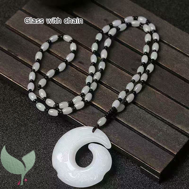 Vòng cổ Mặt Tròn Màu Trắng/Xanh Lá/Đen/Đen May Mắn