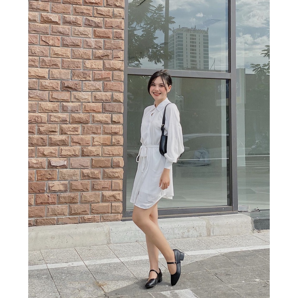 Sơ mi dáng dài có đai