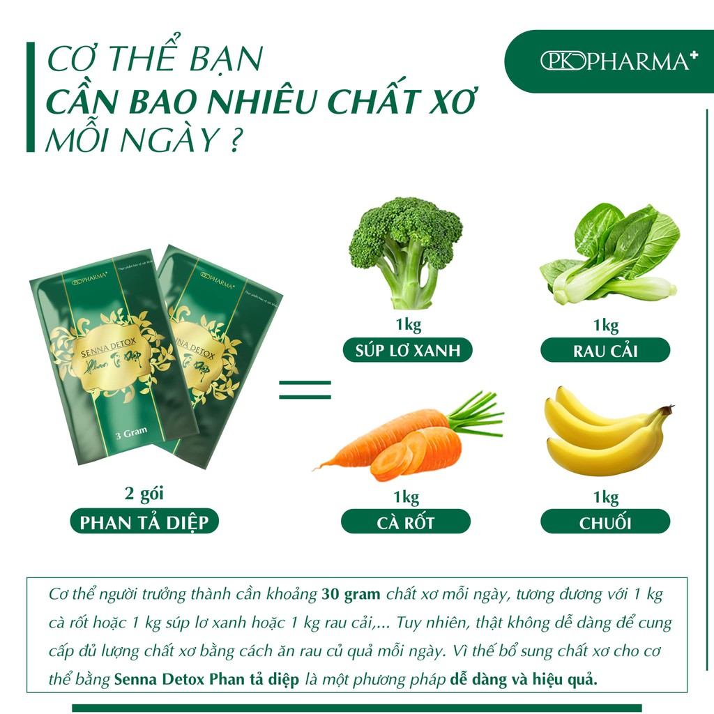 Phan Tả Diệp Senna Detox Pk Pharma Dr lacir Hộp 30 gói,Giúp bổ sung chất xơ, nhuận tràng,thải độc ruột