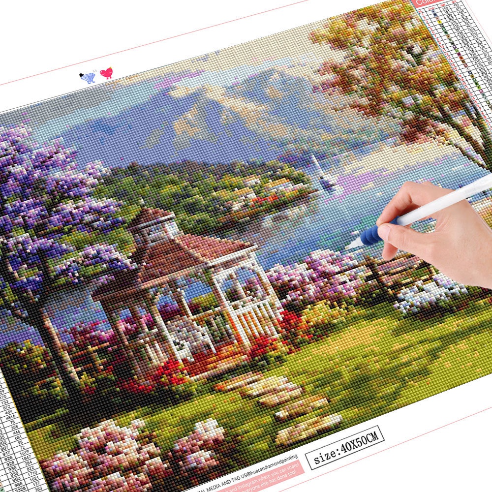 Bộ phụ kiện làm tranh đính đá 5D DIY hình phong cảnh thời trang dùng để trang trí nhà cửa độc đá