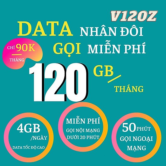 SIM 4G [FREE THÁNG ĐẦU] VIETTEL V120z TẶNG 120GB DATA-GỌI FREE VIETTEL VÀ 50P LIÊN MẠNG FREE KV HCM