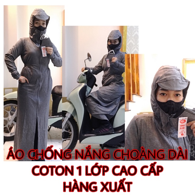 ÁO CHỐNG NẮNG CHOÀNG DÀI COTON 1 LỚP+ TẶNG 1 KHẨU TRANG