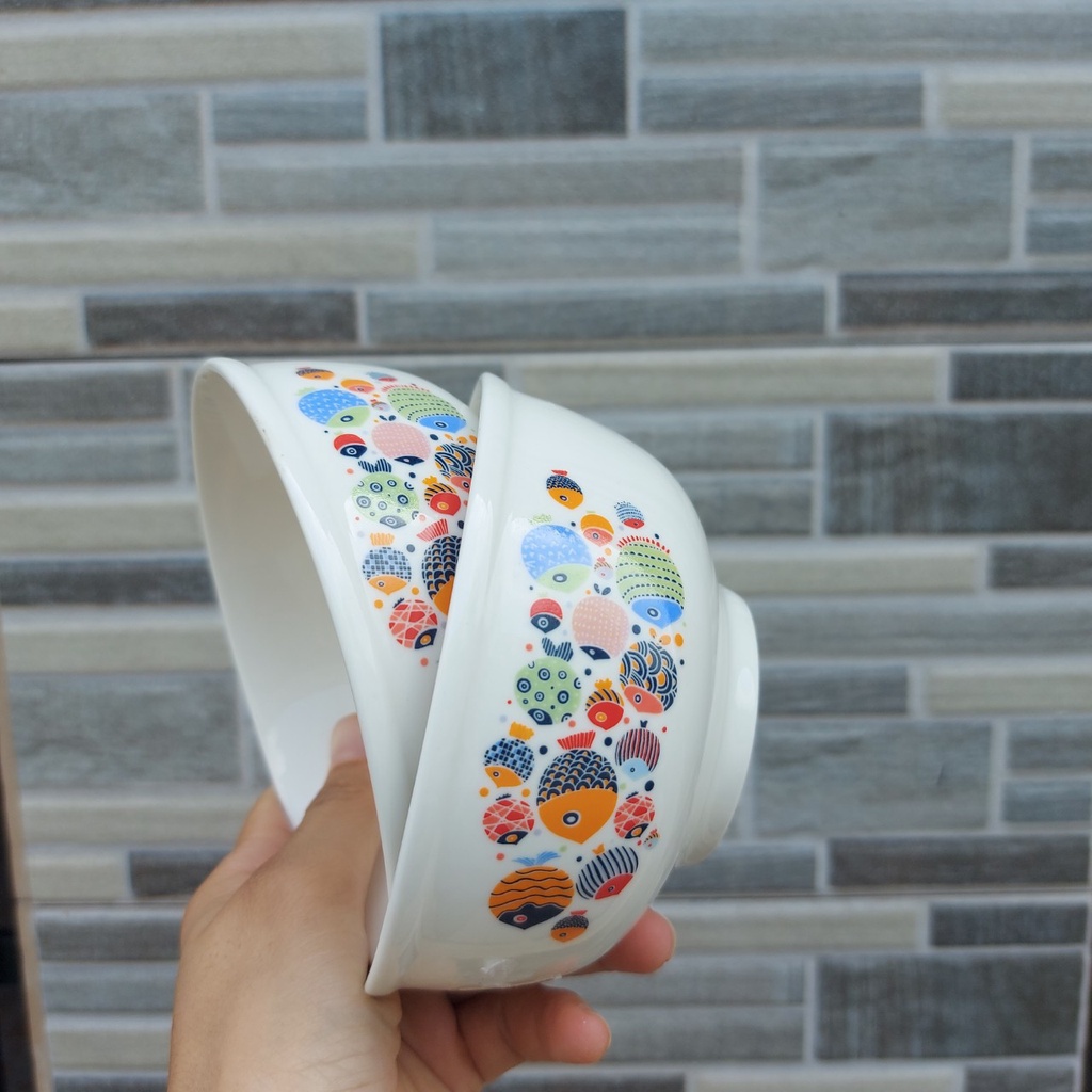 Combo 06 chén cơm sứ cao cấp họa tiết cá cách điệu siêu đẹp