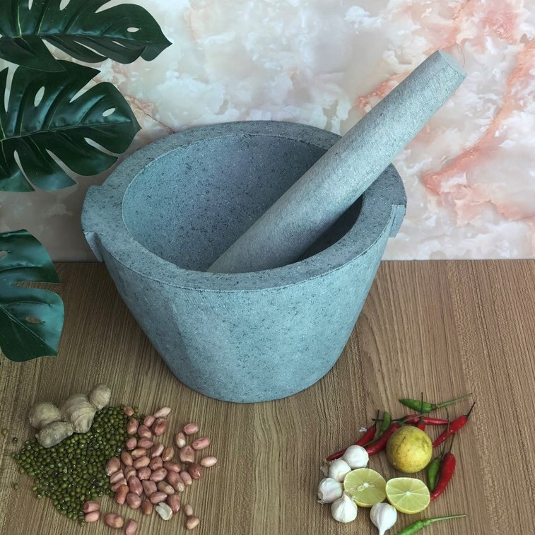 Cối đá +  chày Đá Xanh  Nguyên khối Đường Kính 26cm