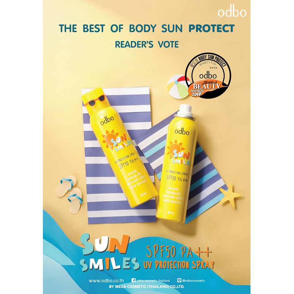 [Trắng Da Tức Thì] Xịt Chống Nắng Odbo Sun Smiles SPF 50PA++ OD1201