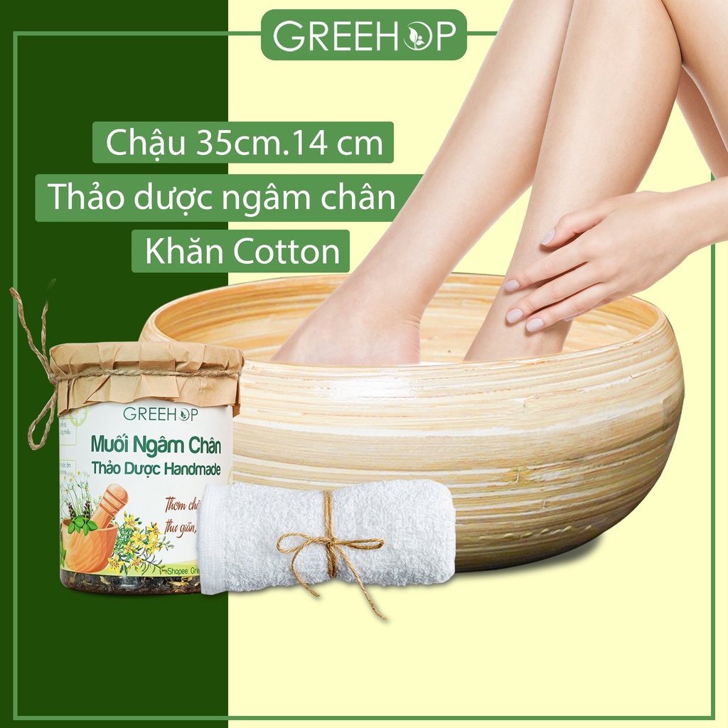 Chậu ngâm chân 35*14cm, thảo dược ngâm chân  GREEHOP giảm tê bì chân tay, hôi chân, giúp ngủ ngon, thư giãn.