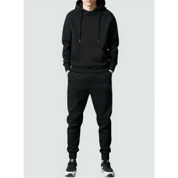 Bộ Nỉ Nam Thể Thao Trơn Cao Cấp Thu Đông - Set Đồ Bộ Nam Mặc Nhà Chất Nỉ Có Mũ Dài Tay